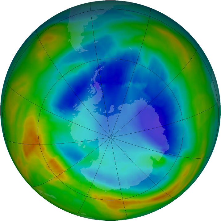 Antarctic ozone map for 22 August 2014